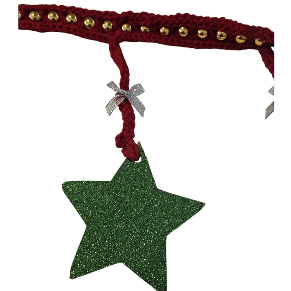 Hand Crafted Gold Beaded Garland Red Crochet Handmade Holiday Gnome decor 6-Feet - Picture 10 of 17